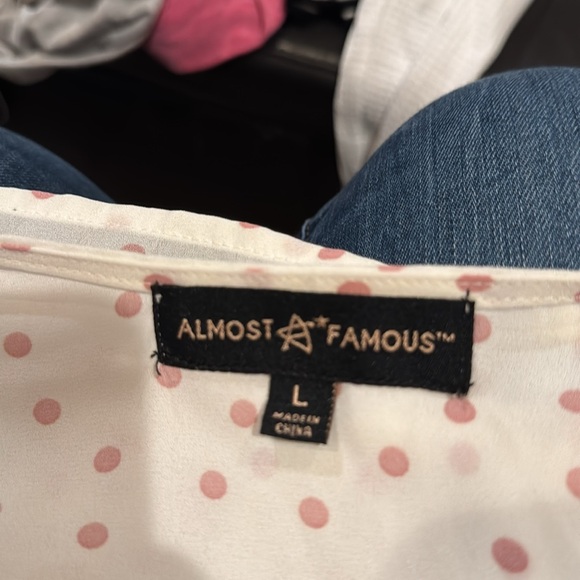 Almost Famous Polka Dot Wrap Blouse - White - Picture 5 of 5